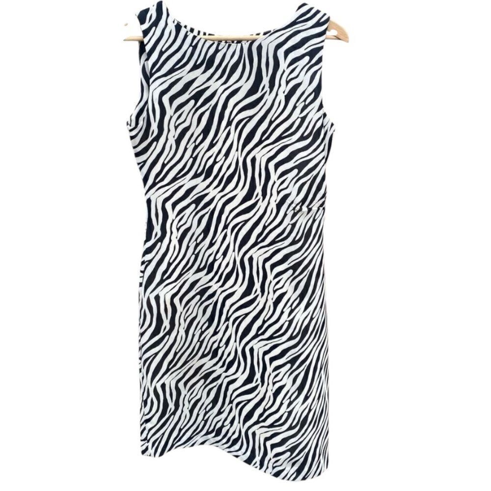 David Warren New York Zebra Print Sheath Dress Size 6 Vintage